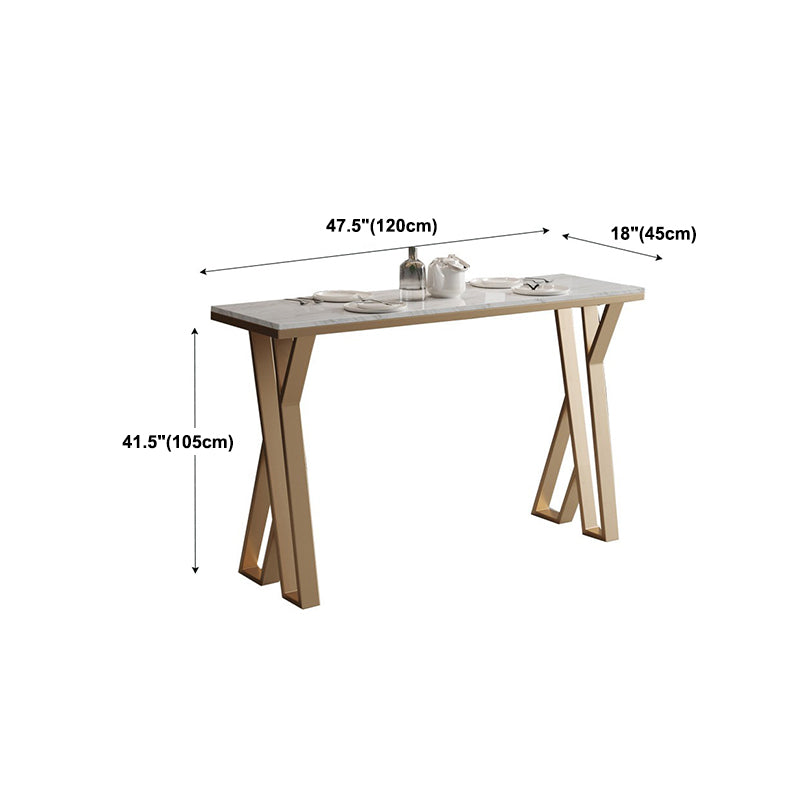 White and Gold Bistro Bar Desk Contemporary Stone Top Bistro Bar Table