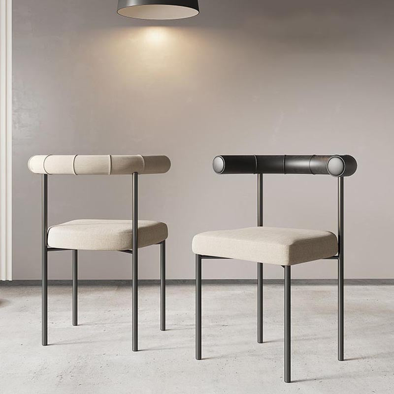 Modern Linen Dining Chair Open Back Dining Side Furniture in Matte Finish for Brasserie