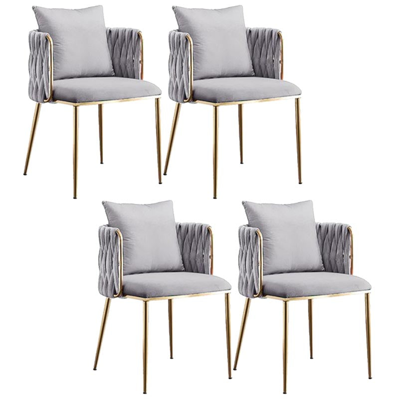 Glam Upholstered Dining Arm Chair Velvet Dining Chair with Gold Legs