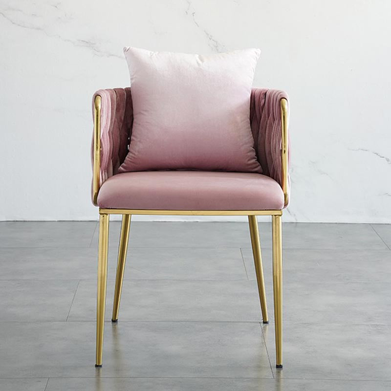 Glam Upholstered Dining Arm Chair Velvet Dining Chair with Gold Legs