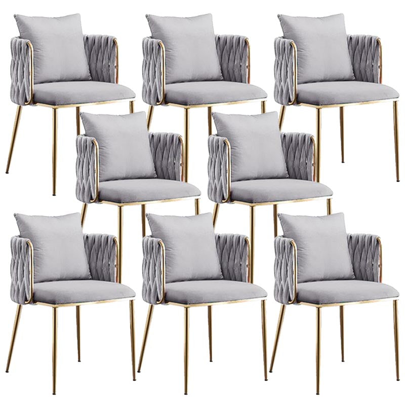 Glam Upholstered Dining Arm Chair Velvet Dining Chair with Gold Legs