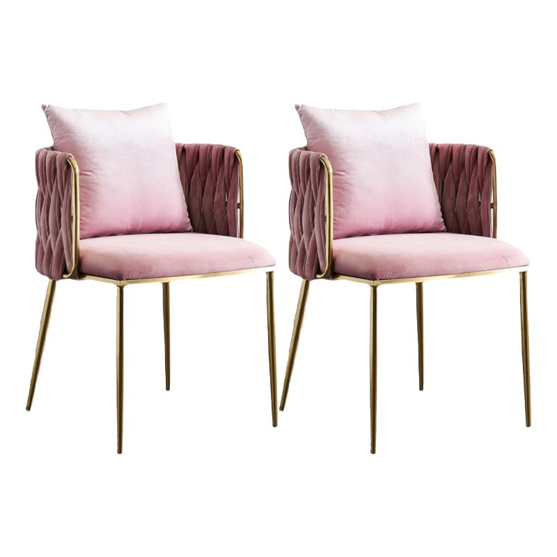 Glam Upholstered Dining Arm Chair Velvet Dining Chair with Gold Legs