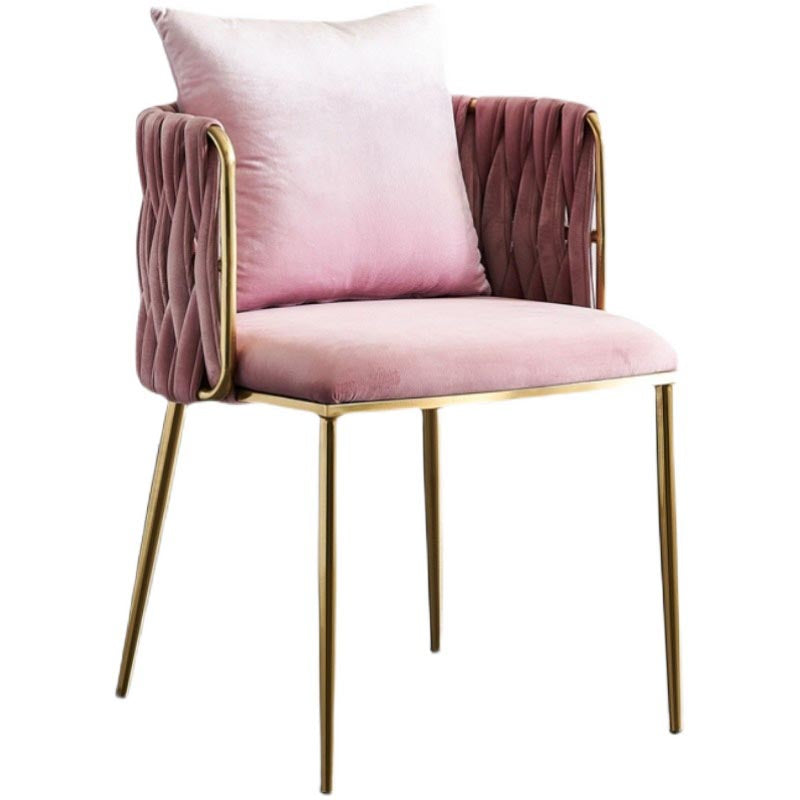 Glam Upholstered Dining Arm Chair Velvet Dining Chair with Gold Legs