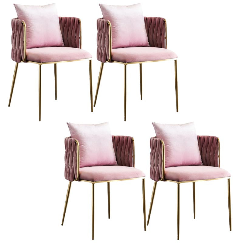 Glam Upholstered Dining Arm Chair Velvet Dining Chair with Gold Legs