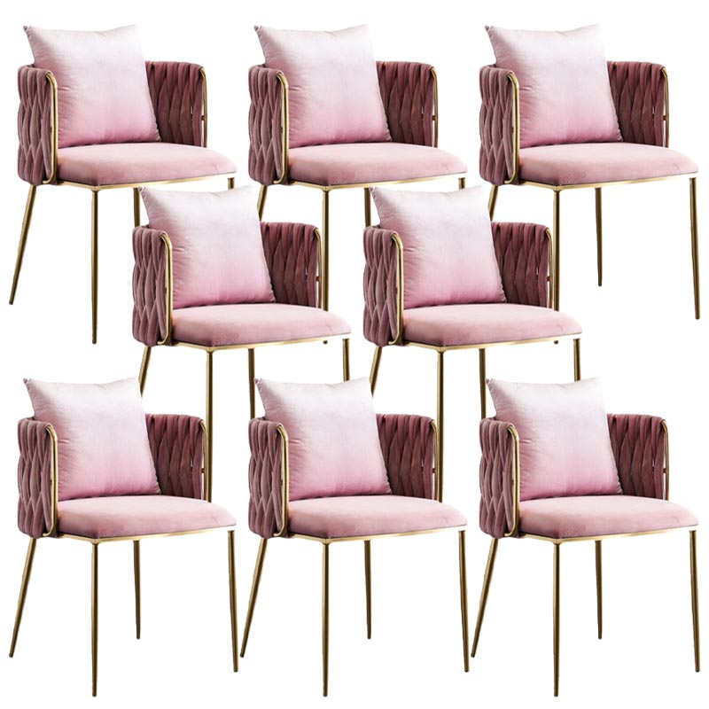 Glam Upholstered Dining Arm Chair Velvet Dining Chair with Gold Legs