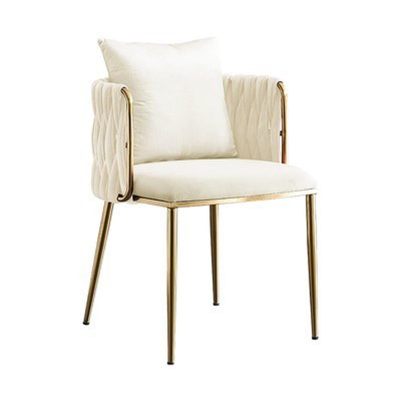 Glam Upholstered Dining Arm Chair Velvet Dining Chair with Gold Legs