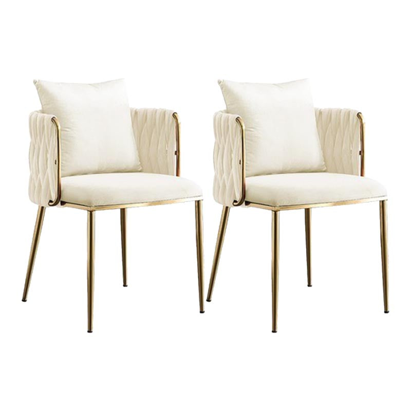 Glam Upholstered Dining Arm Chair Velvet Dining Chair with Gold Legs