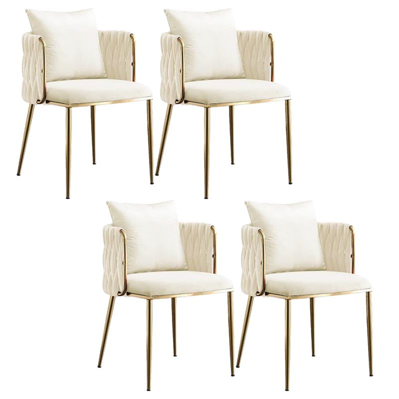 Glam Upholstered Dining Arm Chair Velvet Dining Chair with Gold Legs