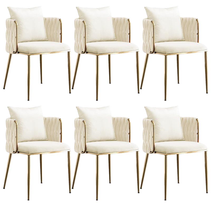 Glam Upholstered Dining Arm Chair Velvet Dining Chair with Gold Legs