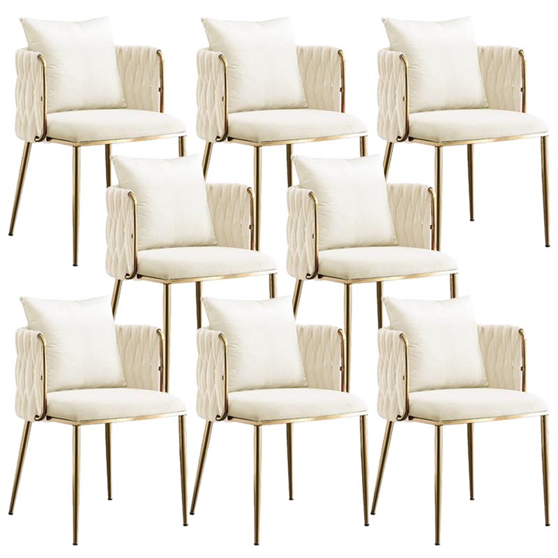 Glam Upholstered Dining Arm Chair Velvet Dining Chair with Gold Legs