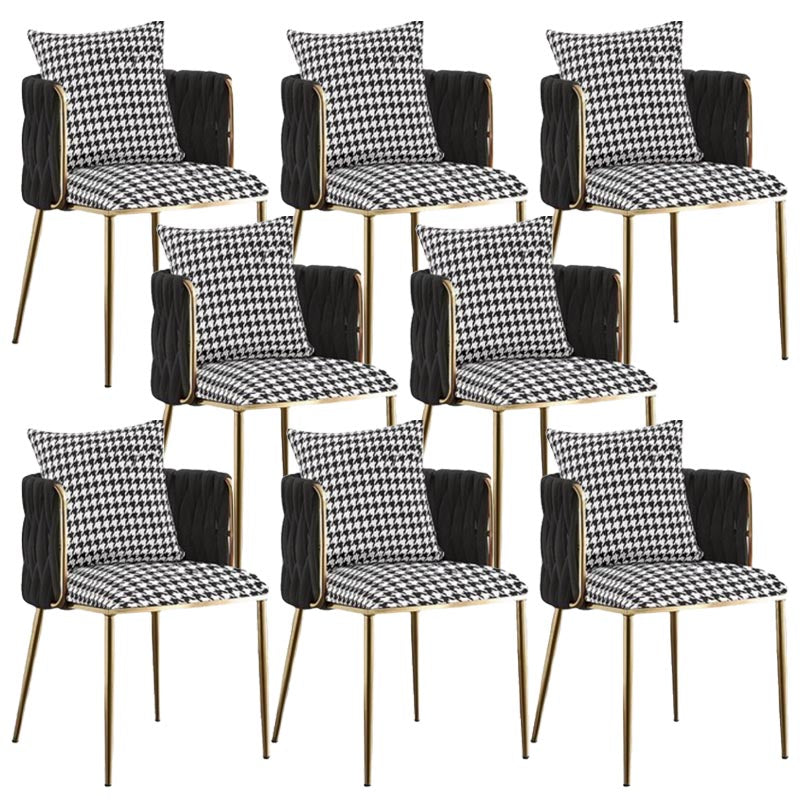 Glam Upholstered Dining Arm Chair Velvet Dining Chair with Gold Legs