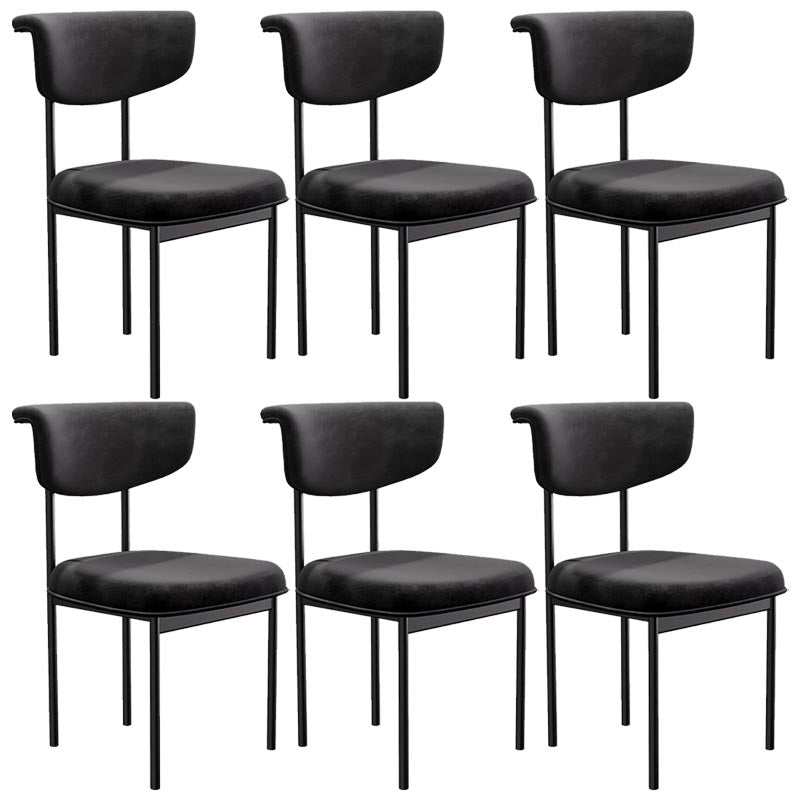 Modern Linen Dining Chair Open Back Dining Side Furniture with Steel Legs in Matte Finish