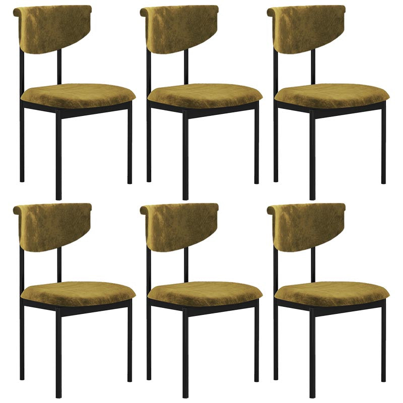 Modern Linen Dining Chair Open Back Dining Side Furniture with Steel Legs in Matte Finish