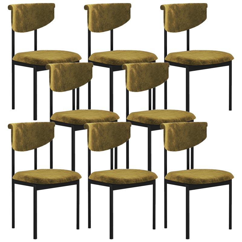 Modern Linen Dining Chair Open Back Dining Side Furniture with Steel Legs in Matte Finish