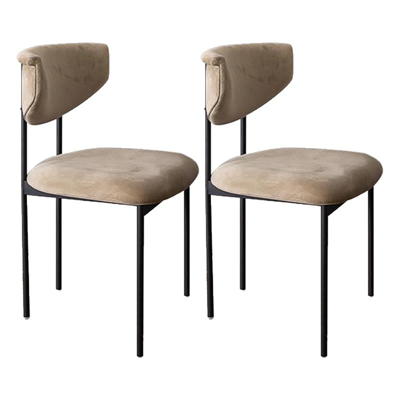 Modern Linen Dining Chair Open Back Dining Side Furniture with Steel Legs in Matte Finish