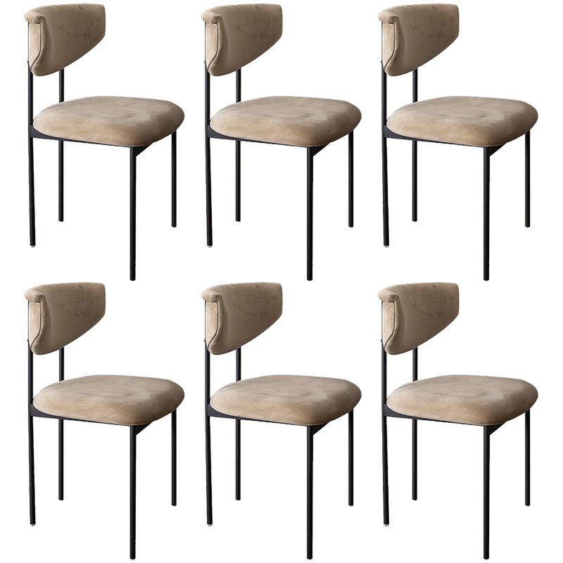 Modern Linen Dining Chair Open Back Dining Side Furniture with Steel Legs in Matte Finish