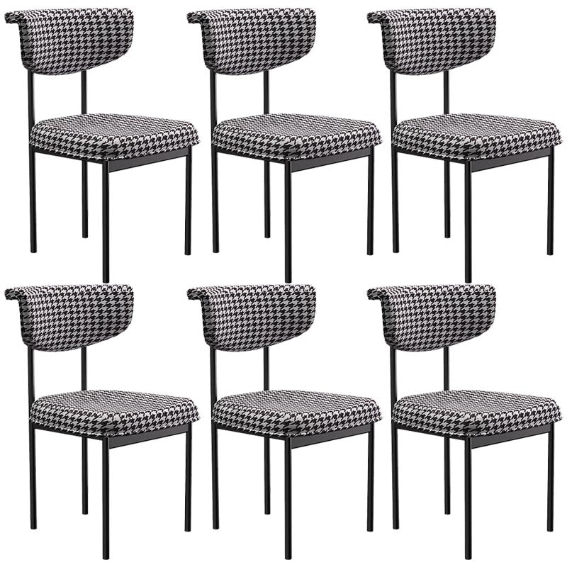 Modern Linen Dining Chair Open Back Dining Side Furniture with Steel Legs in Matte Finish