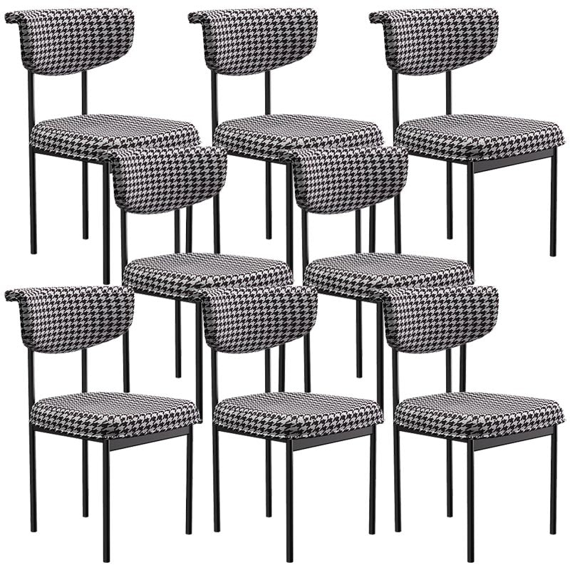 Modern Linen Dining Chair Open Back Dining Side Furniture with Steel Legs in Matte Finish