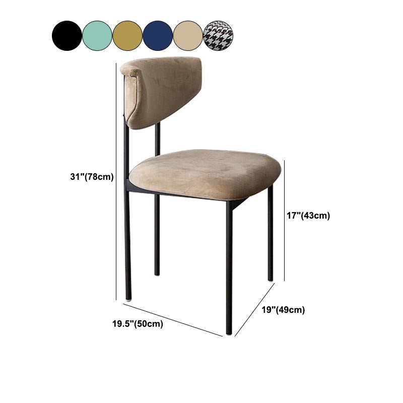 Modern Linen Dining Chair Open Back Dining Side Furniture with Steel Legs in Matte Finish