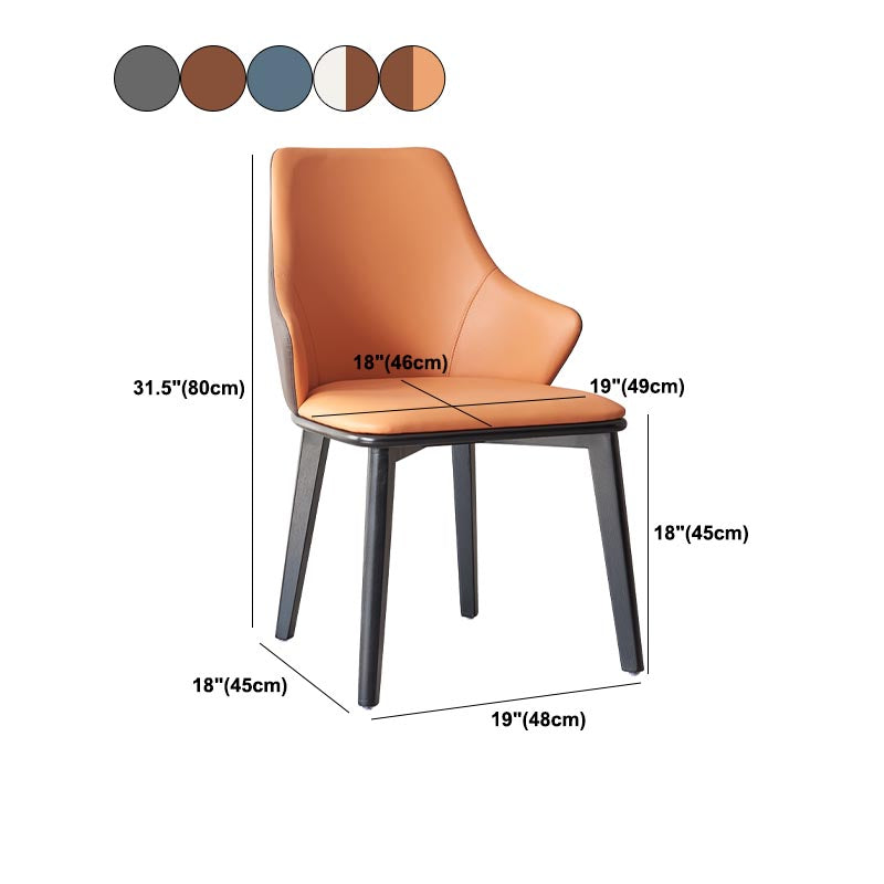 Leather Dining Arm Chair Modern Indoor Chair with Solid Wood Legs