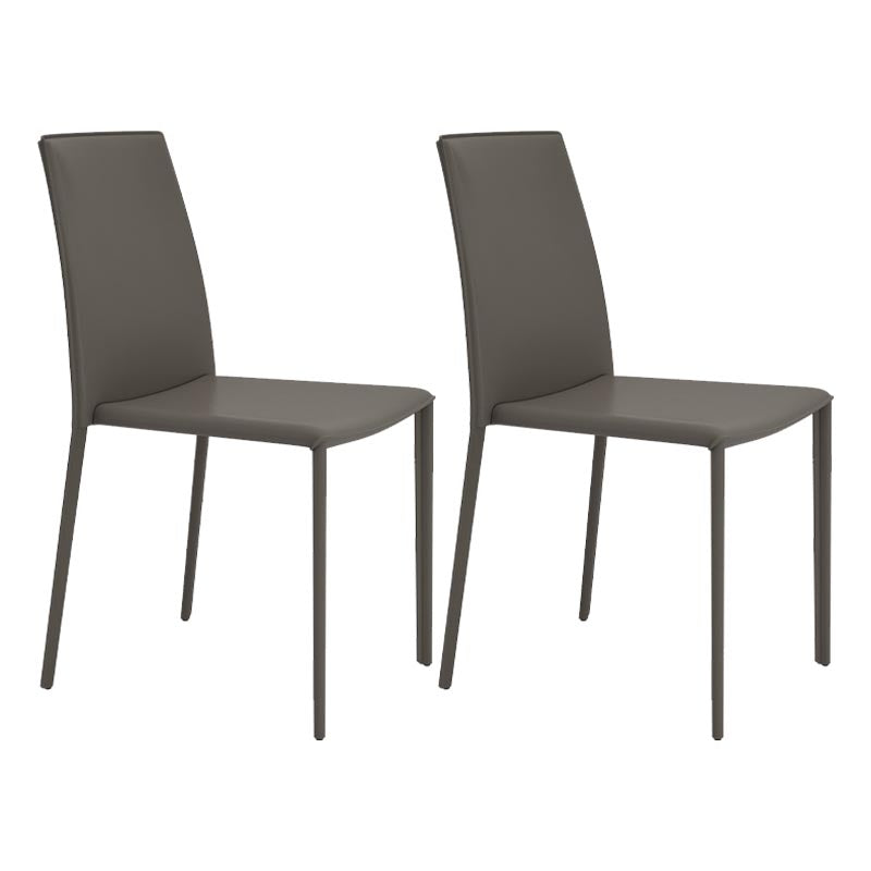 Contemporary Leather Side Dining Chair Parsons Armless Chair for Dining Room