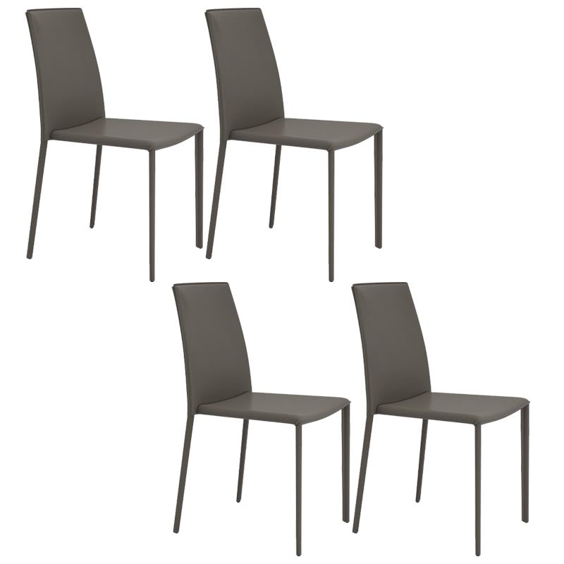 Contemporary Leather Side Dining Chair Parsons Armless Chair for Dining Room