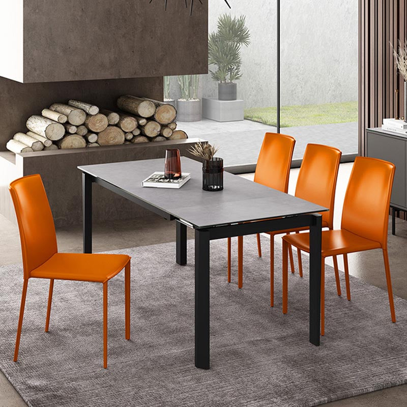 Contemporary Leather Side Dining Chair Parsons Armless Chair for Dining Room