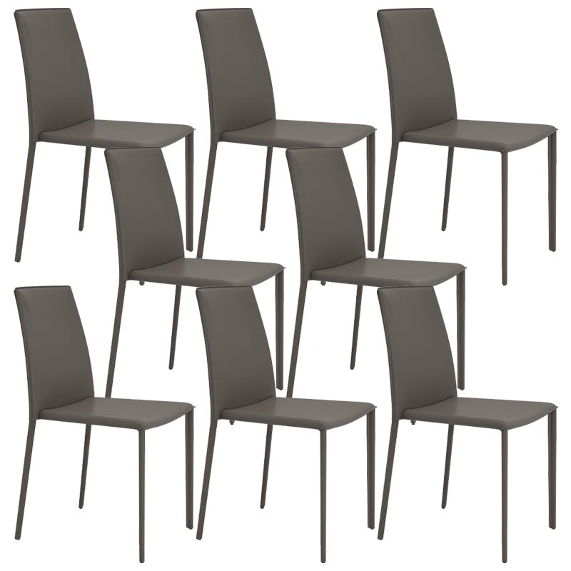 Contemporary Leather Side Dining Chair Parsons Armless Chair for Dining Room