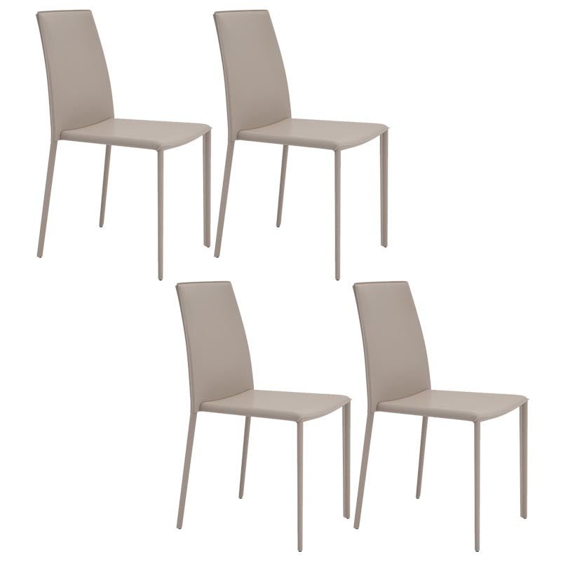 Contemporary Leather Side Dining Chair Parsons Armless Chair for Dining Room