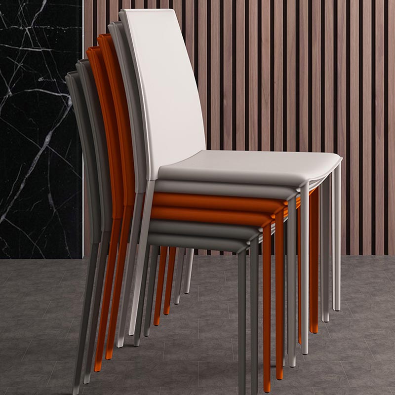 Contemporary Leather Side Dining Chair Parsons Armless Chair for Dining Room