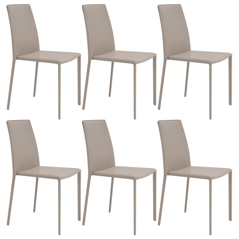 Contemporary Leather Side Dining Chair Parsons Armless Chair for Dining Room