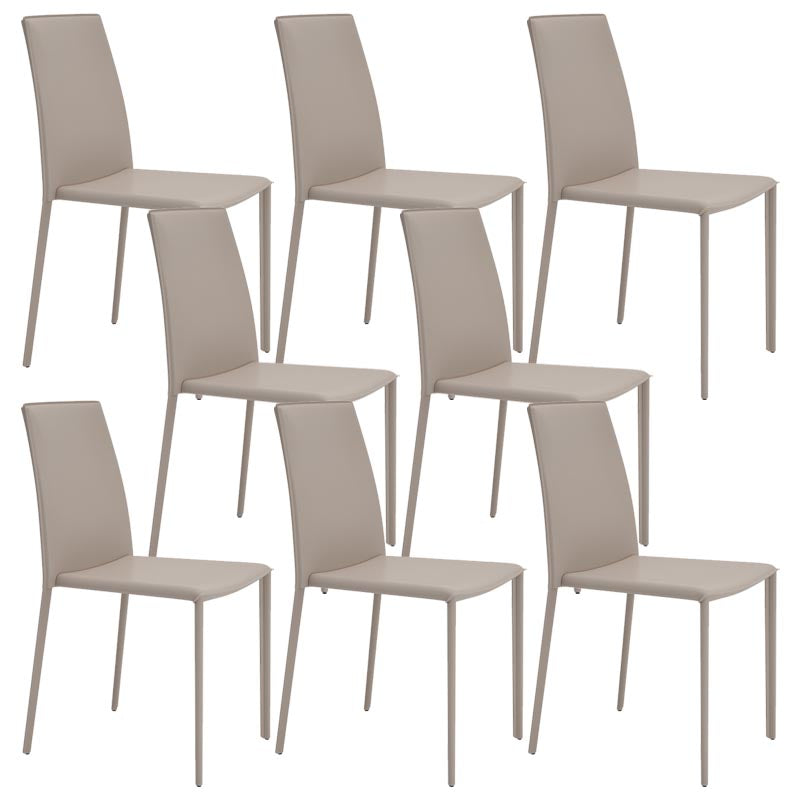 Contemporary Leather Side Dining Chair Parsons Armless Chair for Dining Room