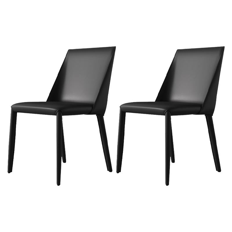 Contemporary Upholstered Side Chair Leather Armless Dining Chair with Leather Legs