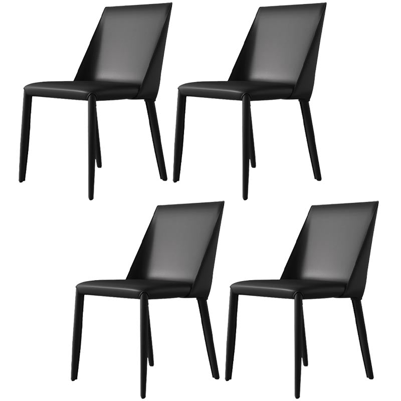 Contemporary Upholstered Side Chair Leather Armless Dining Chair with Leather Legs