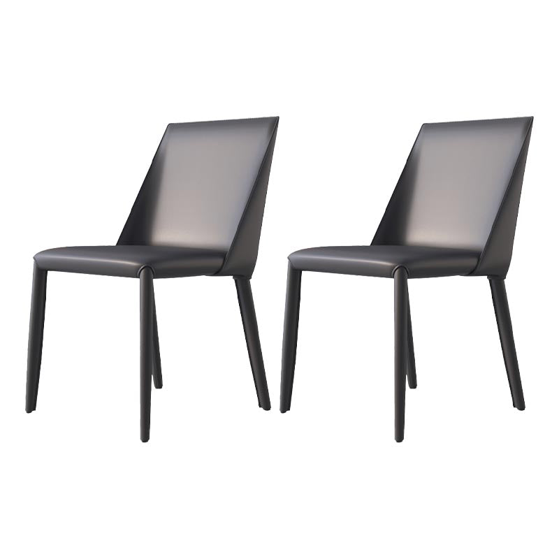 Contemporary Upholstered Side Chair Leather Armless Dining Chair with Leather Legs