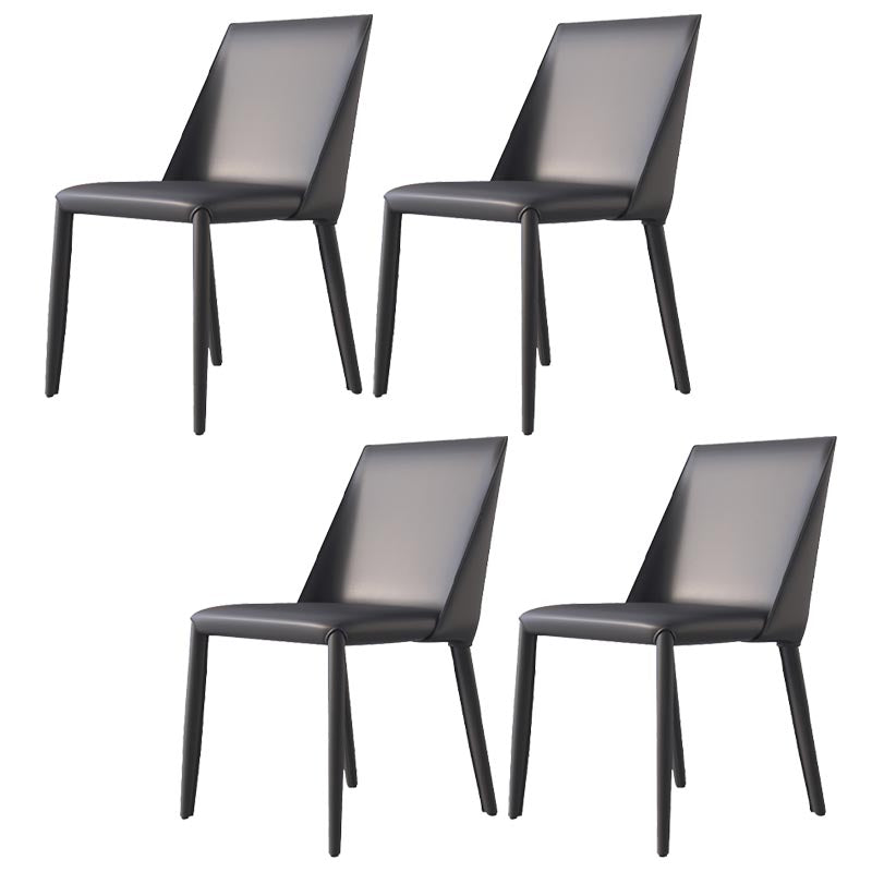 Contemporary Upholstered Side Chair Leather Armless Dining Chair with Leather Legs