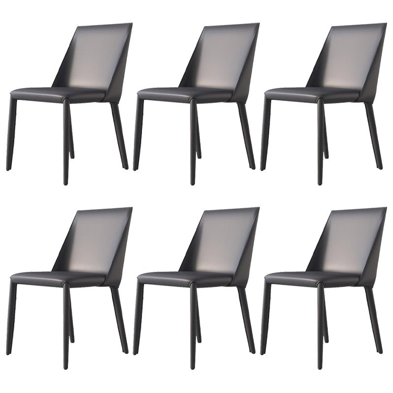 Contemporary Upholstered Side Chair Leather Armless Dining Chair with Leather Legs