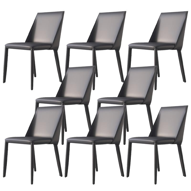 Contemporary Upholstered Side Chair Leather Armless Dining Chair with Leather Legs