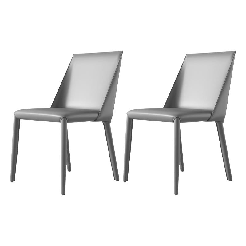 Contemporary Upholstered Side Chair Leather Armless Dining Chair with Leather Legs