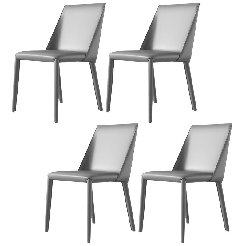 Contemporary Upholstered Side Chair Leather Armless Dining Chair with Leather Legs