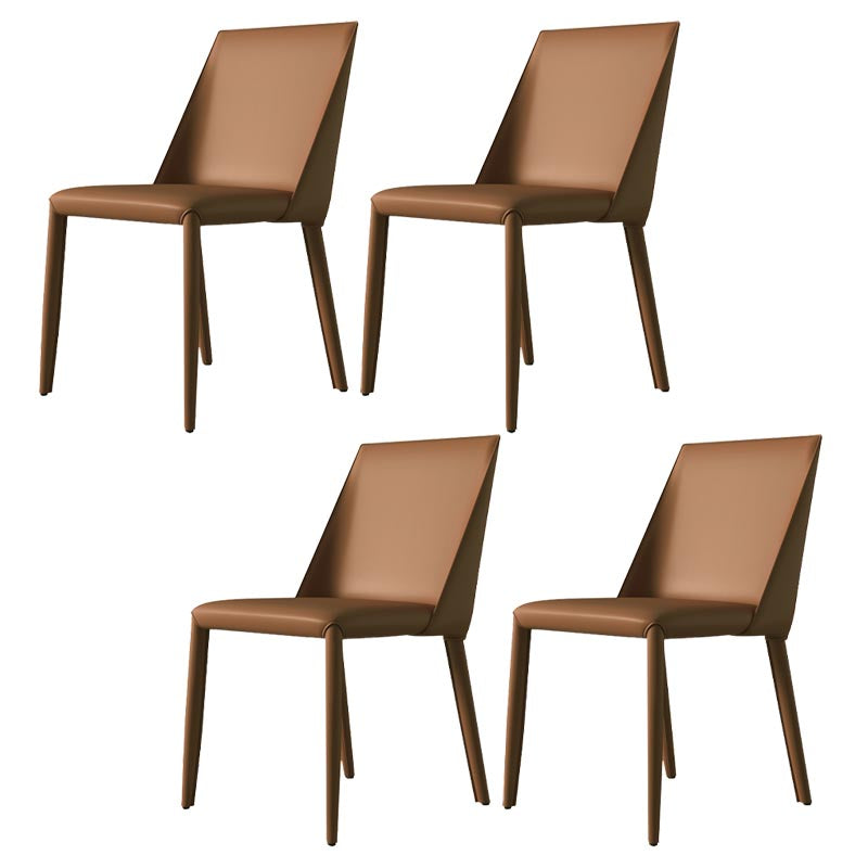 Contemporary Upholstered Side Chair Leather Armless Dining Chair with Leather Legs