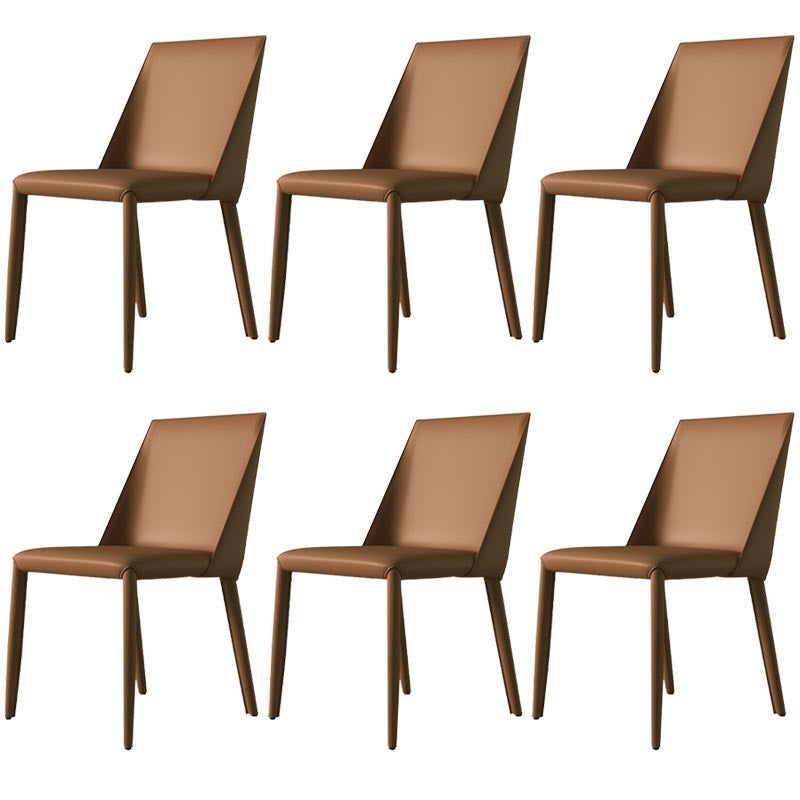 Contemporary Upholstered Side Chair Leather Armless Dining Chair with Leather Legs