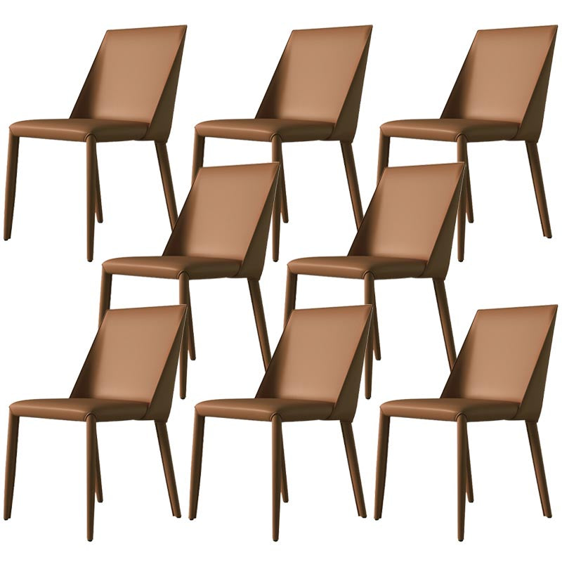 Contemporary Upholstered Side Chair Leather Armless Dining Chair with Leather Legs