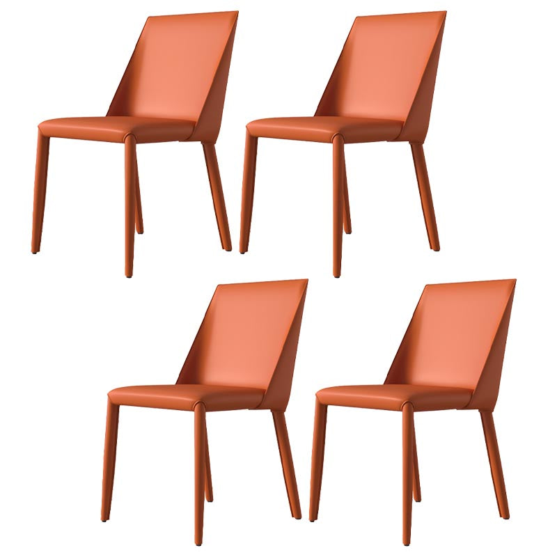 Contemporary Upholstered Side Chair Leather Armless Dining Chair with Leather Legs