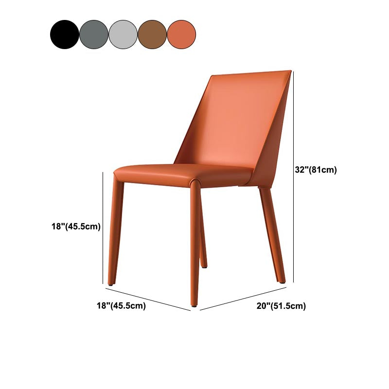 Contemporary Upholstered Side Chair Leather Armless Dining Chair with Leather Legs