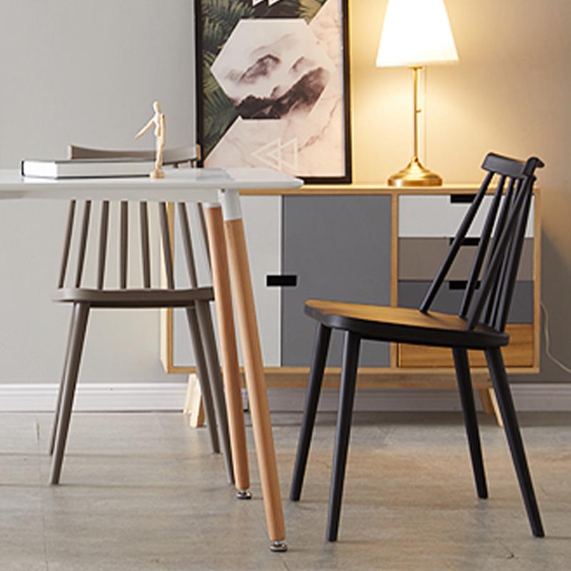 Modern Plastic Chair Slat Back Side Chair Wood in Matte Finish for Home