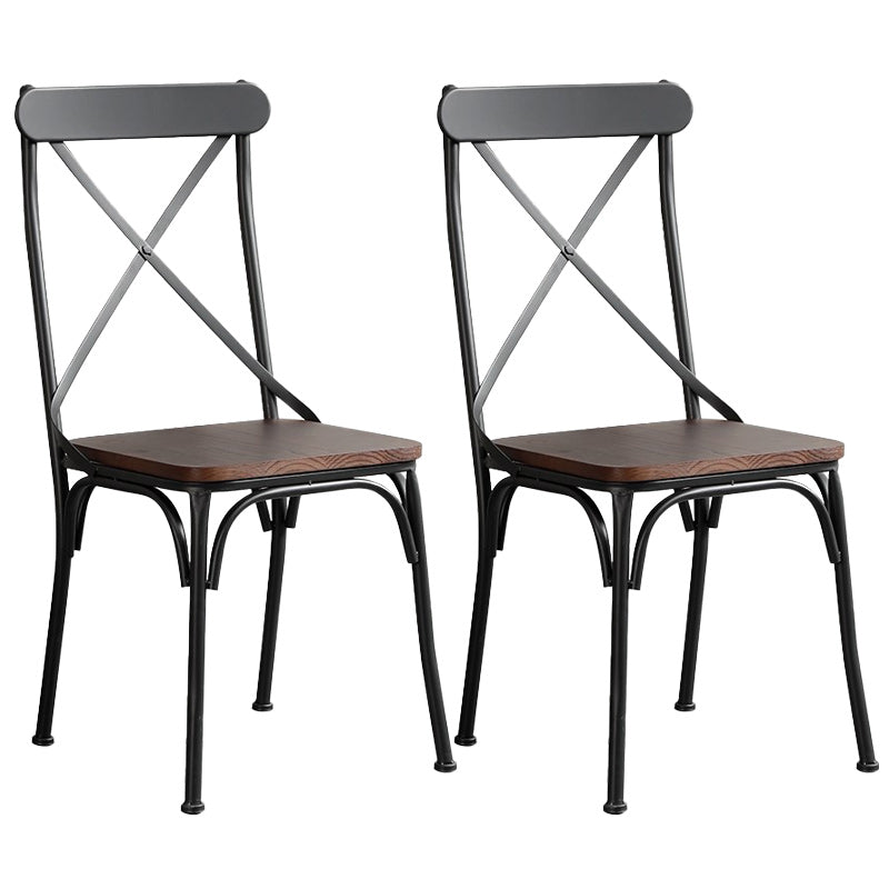 Industrial Cross Back Side Chair Metal Armless Dining Chair for Brasserie