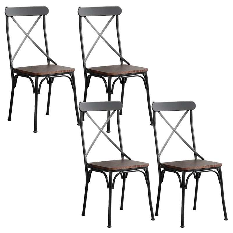 Industrial Cross Back Side Chair Metal Armless Dining Chair for Brasserie