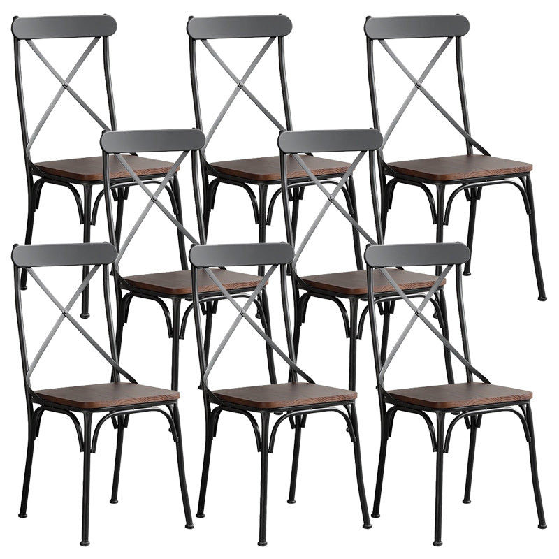 Industrial Cross Back Side Chair Metal Armless Dining Chair for Brasserie