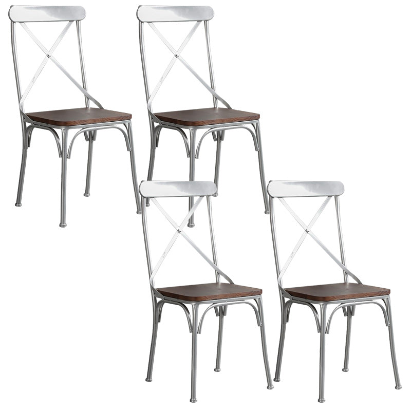 Industrial Cross Back Side Chair Metal Armless Dining Chair for Brasserie